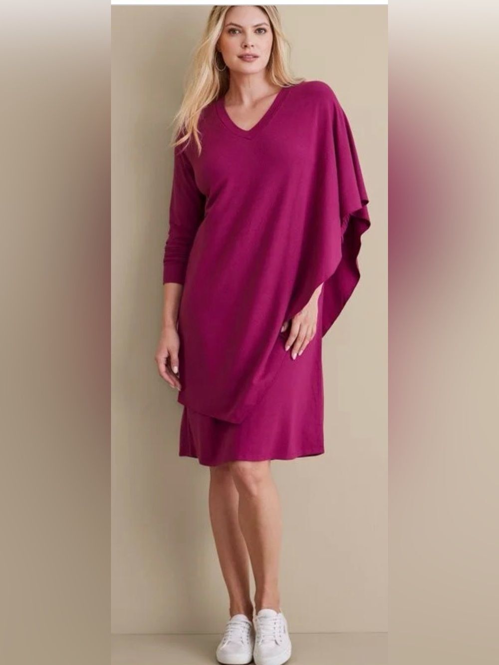 NWT SOFT SURROUNDINGS Marla Layered Dress Dark Fuchsia Medium $110 Lagenlook